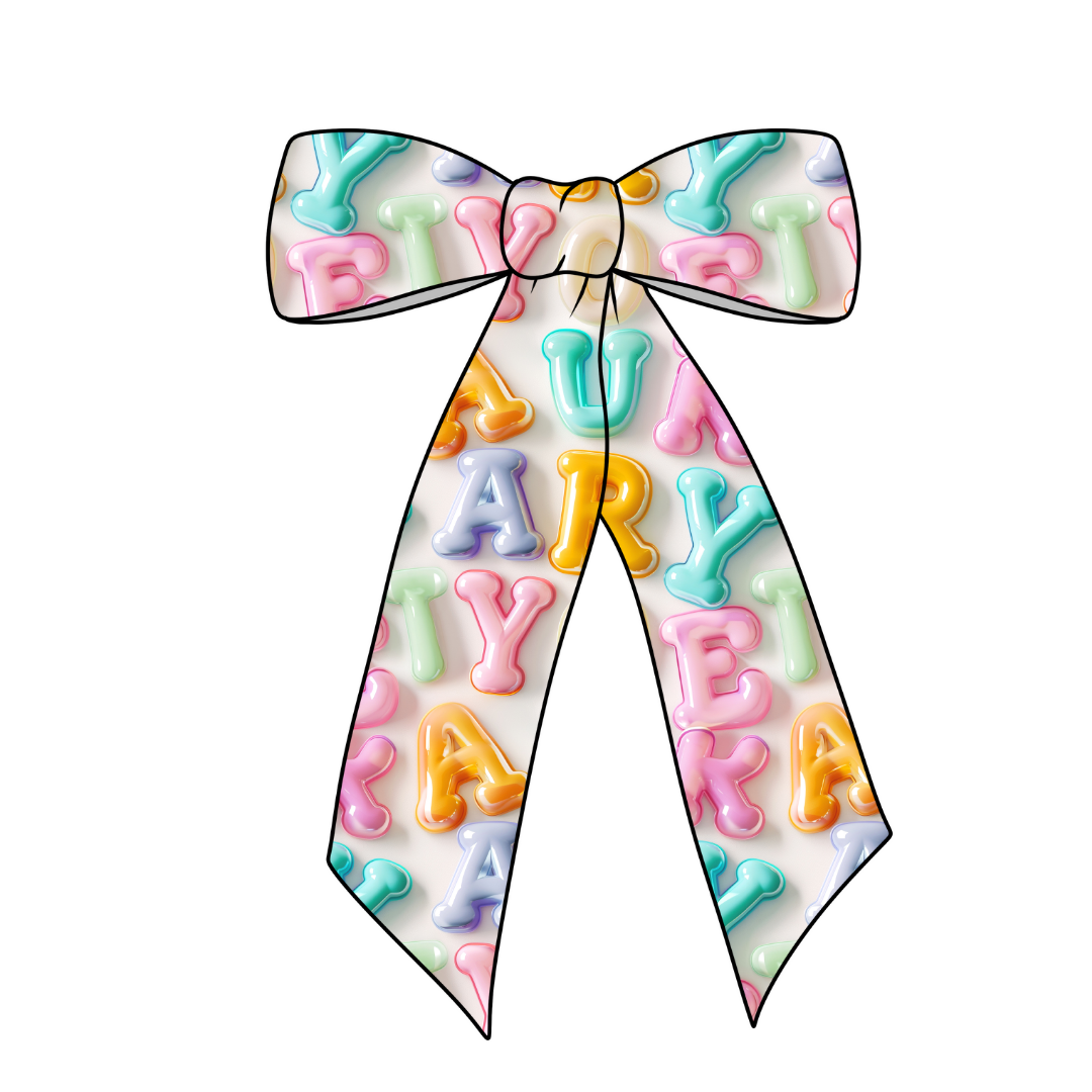 Bubble ABC's Long Tail Fabric Bow