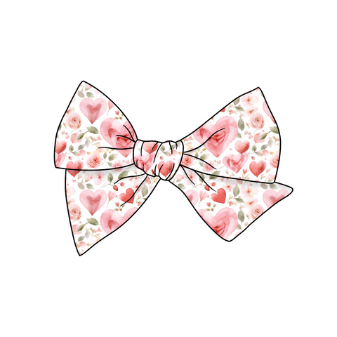 Heart Floral 5" Pre-Tied Fabric Bow