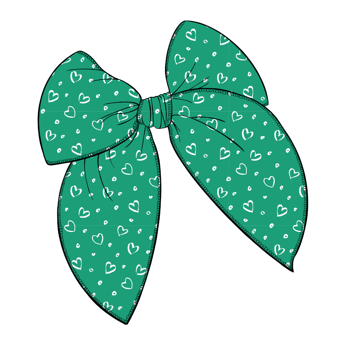 Girl Scout Hearts Large Serged Edge Pre-Tied Fabric Bow