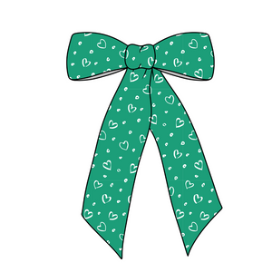 Girl Scout Hearts Long Tail Fabric Bow