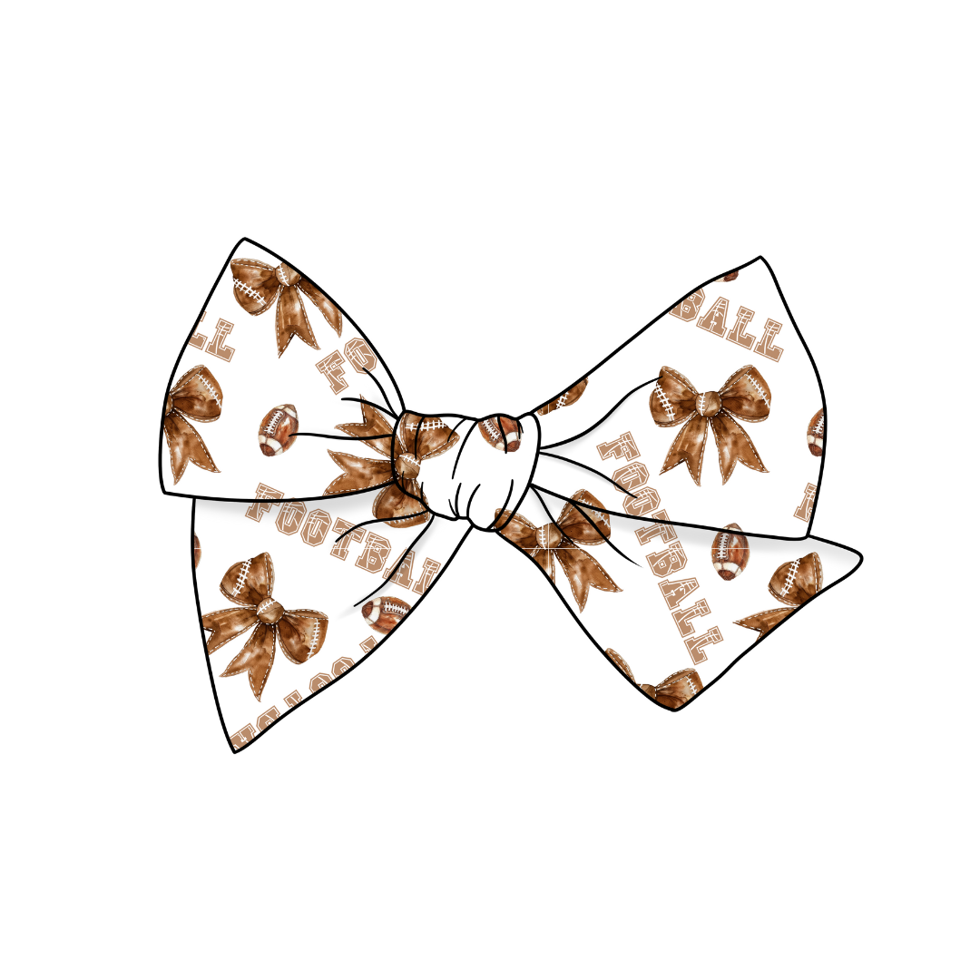 Football Bows 5" Pre-Tied Fabric Bow