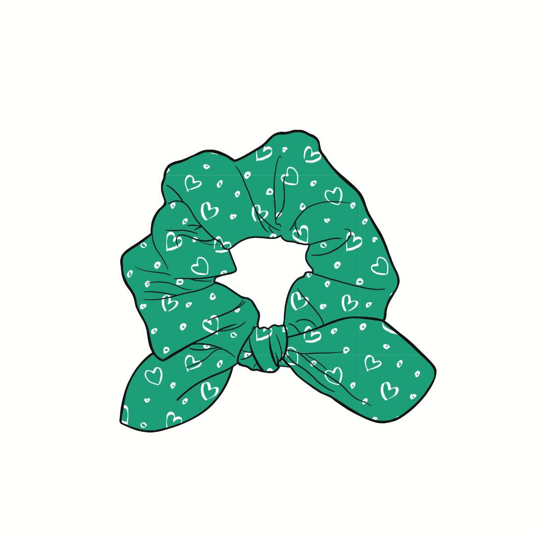 Girl Scout Hearts Hand Tied Knotted Bow Scrunchie