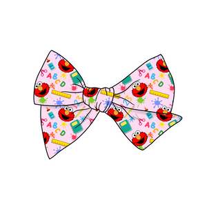 Elmo Goes to School 5" Pre-Tied Fabric Bow