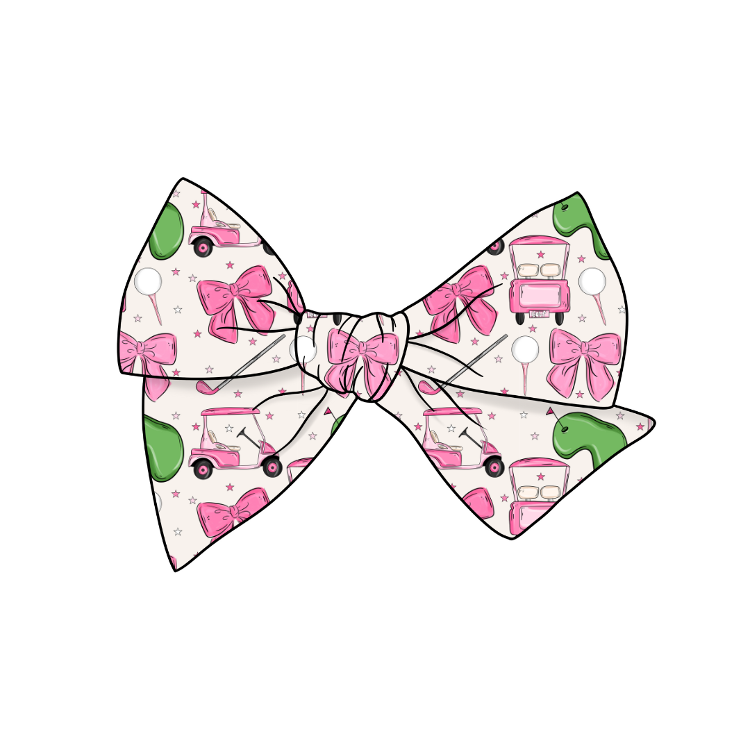 Girly Golf 5" Pre-Tied Fabric Bow