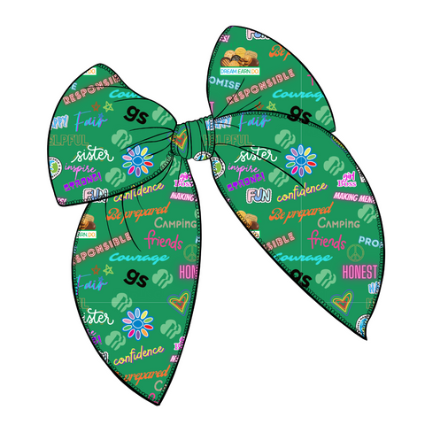 Girl Scout Mix Large Serged Edge Pre-Tied Fabric Bow