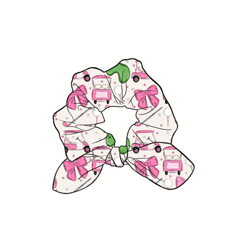 Girly Golf Hand Tied  Knotted Bow Scrunchie