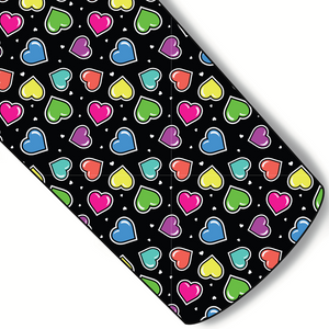 (Pre-Order) Black Background Rainbow Hearts Custom Faux Leather