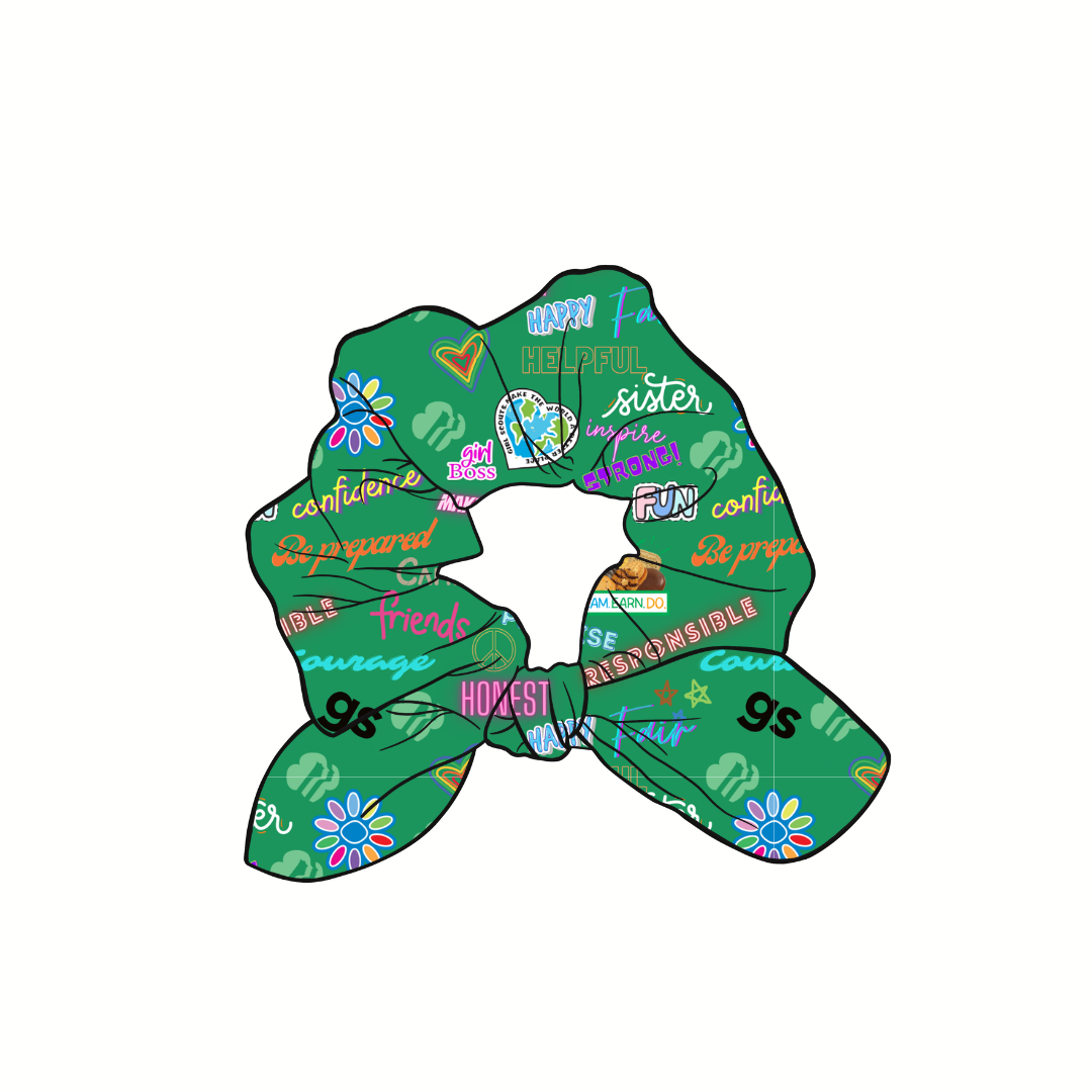 Girl Scout Mix Hand Tied Knotted Bow Scrunchie