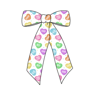 (Pre-Order) Conversation Hearts Long Tail Fabric Bow