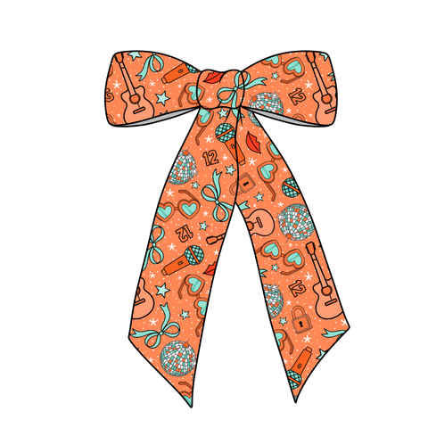Orange Life of A Showgirl Long Tail Fabric Bow