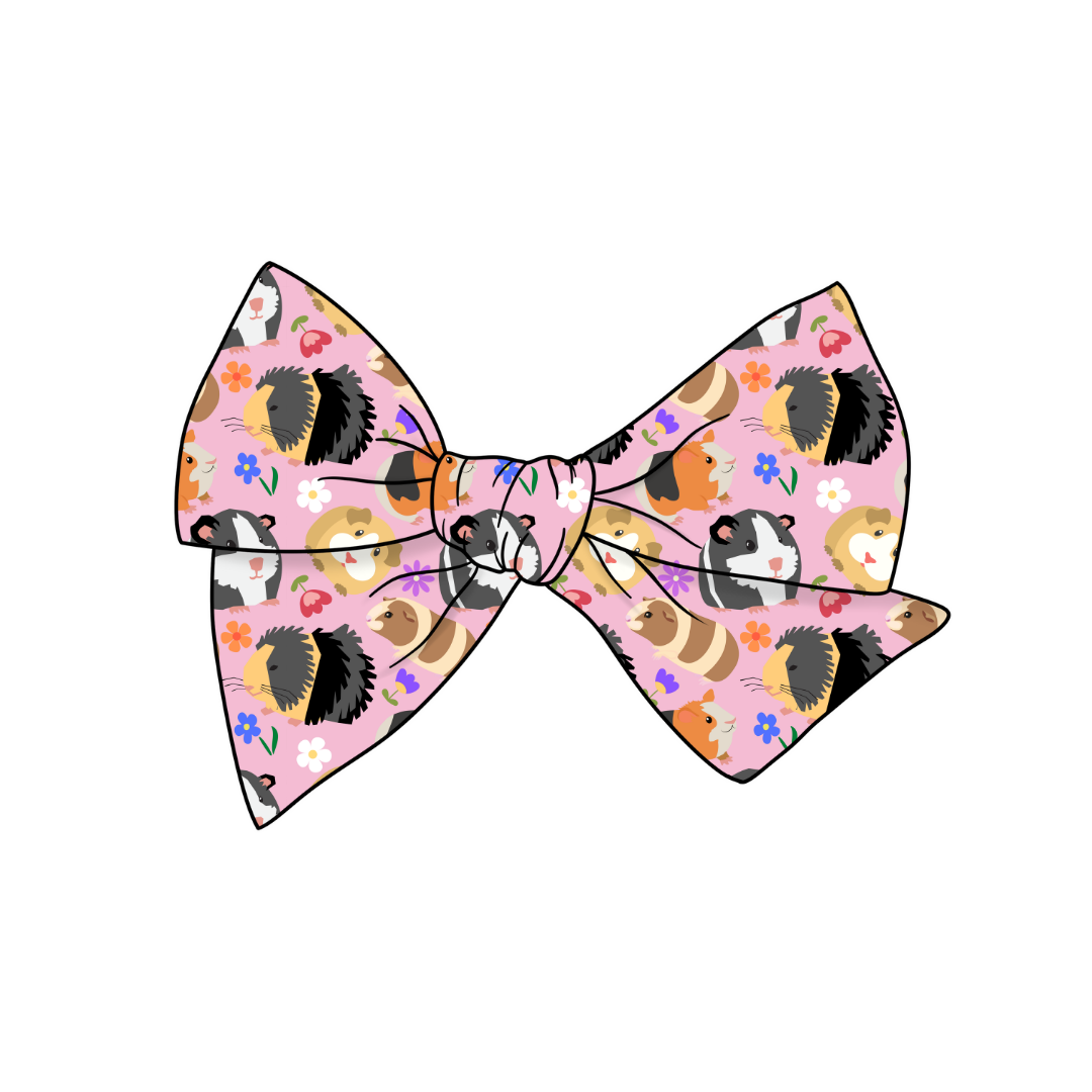 Guinea Pigs  5" Pre-Tied Fabric Bow