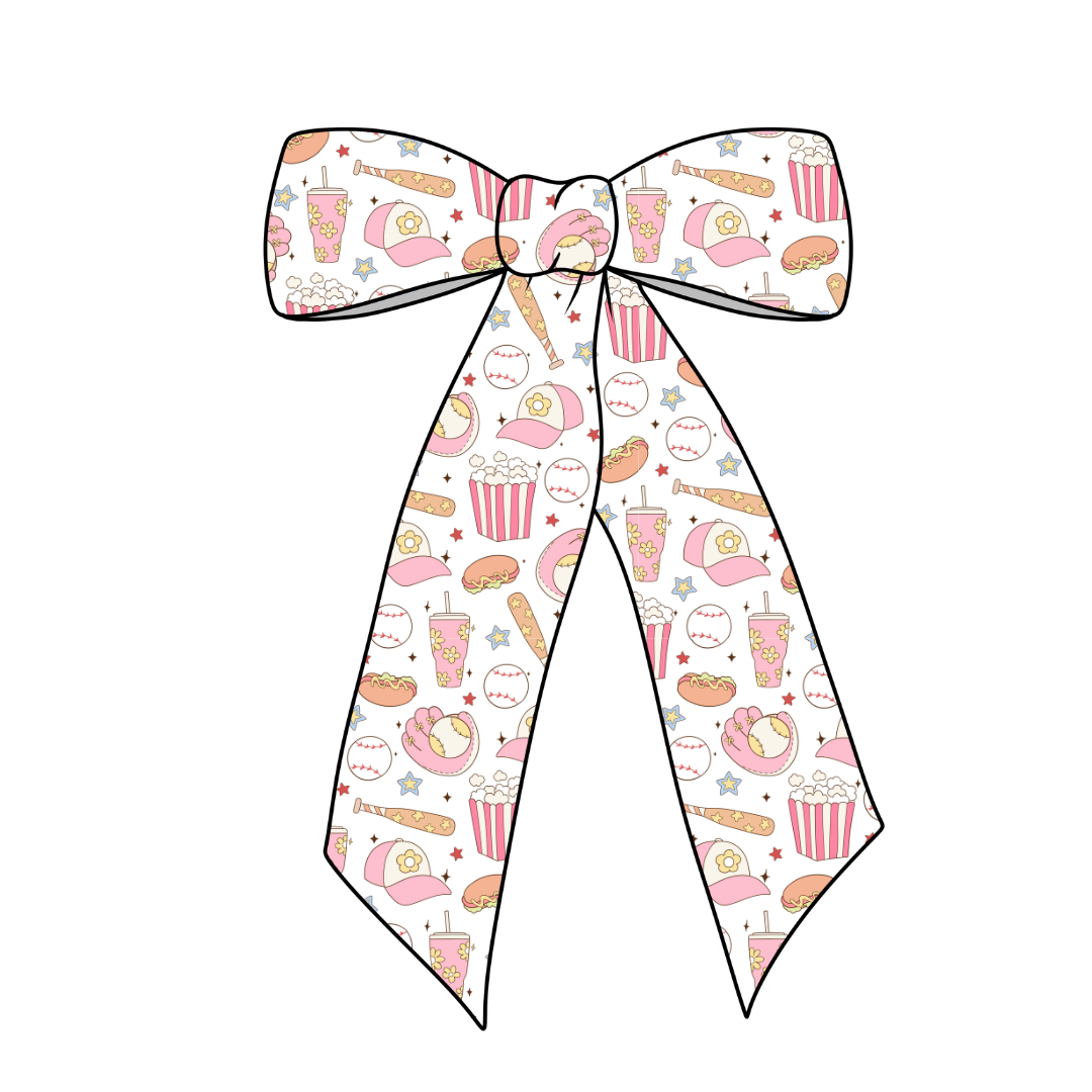 Baseball Fun in the Stands!  Long Tail Fabric Bow