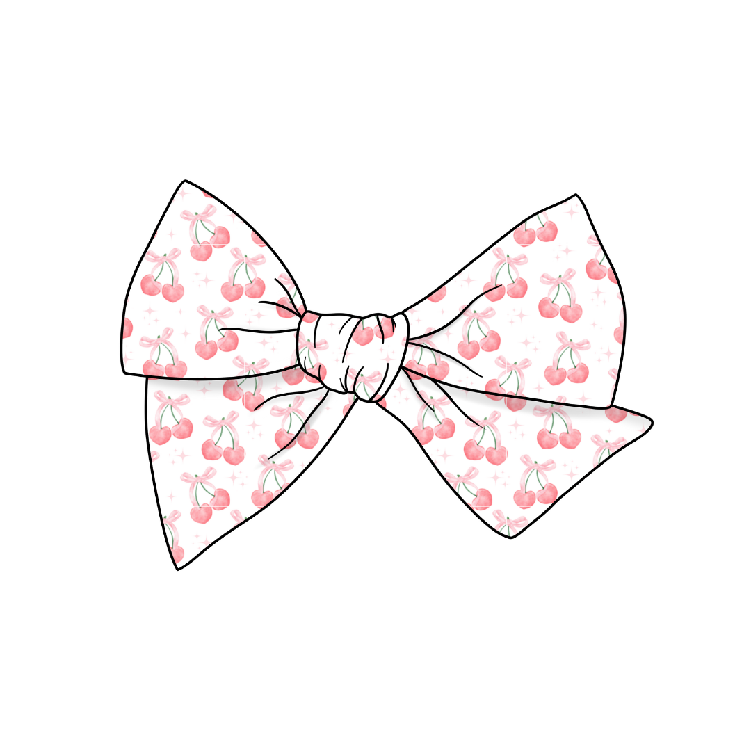 Very Cherry 5" Pre-Tied Fabric Bow