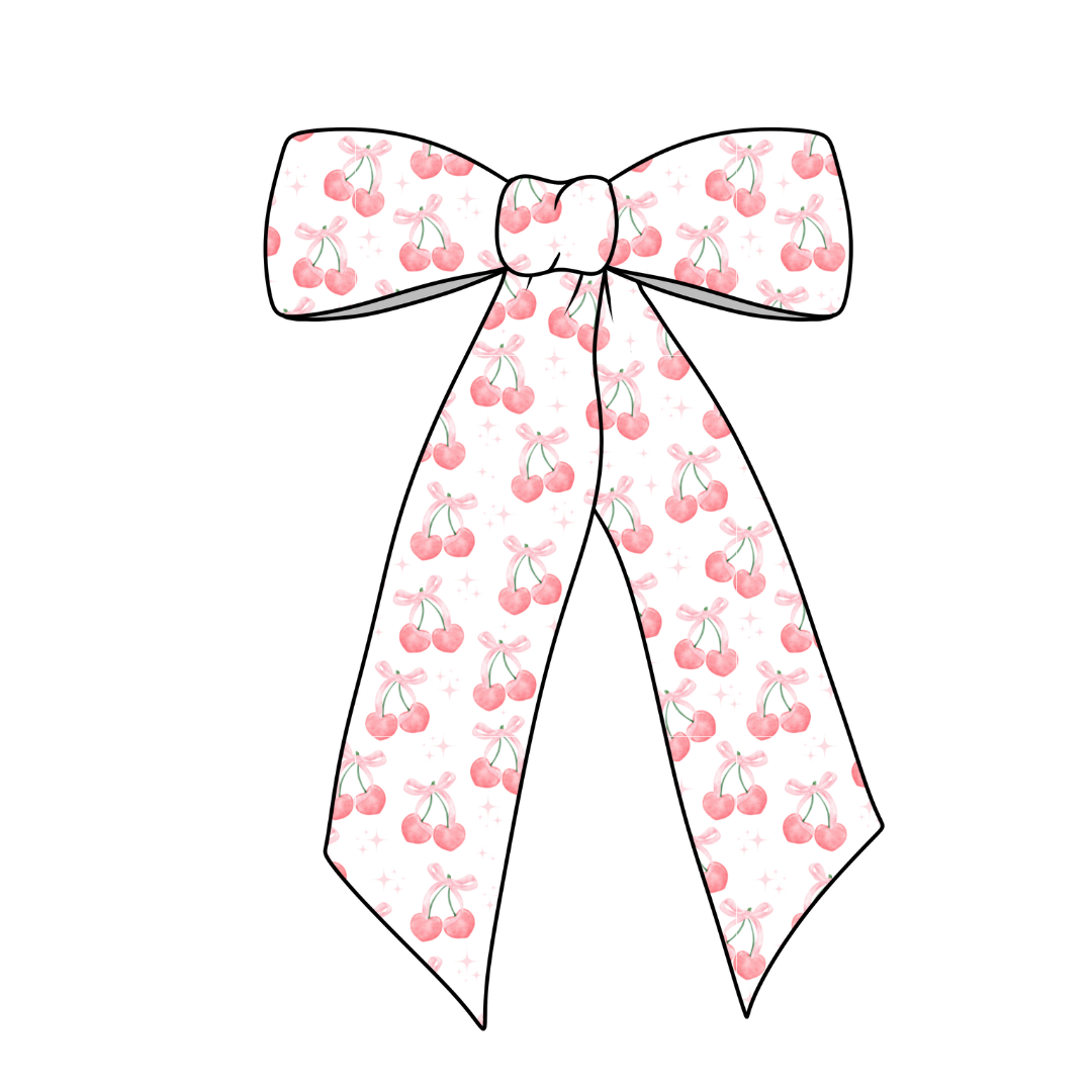 Very Cherry Long Tail Fabric Bow