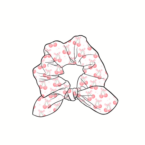 (Pre-Order) Very Cherry Hand Tied  Knotted Bow Scrunchie