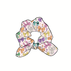 (Pre-Order) Coquettes and Cross Hand Tied  Knotted Bow Scrunchie