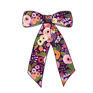 Fall Wild Flowers Long Tail Fabric Bow