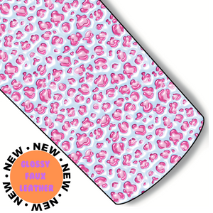 Cotton Candy Leopard 3d Puff Like Custom Glossy Faux Leather