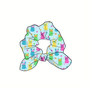 Peace Love Peeps Hand Tied  Knotted Bow Scrunchie