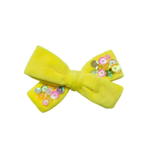 Yellow Velvet Sequin Bow (2 sides)