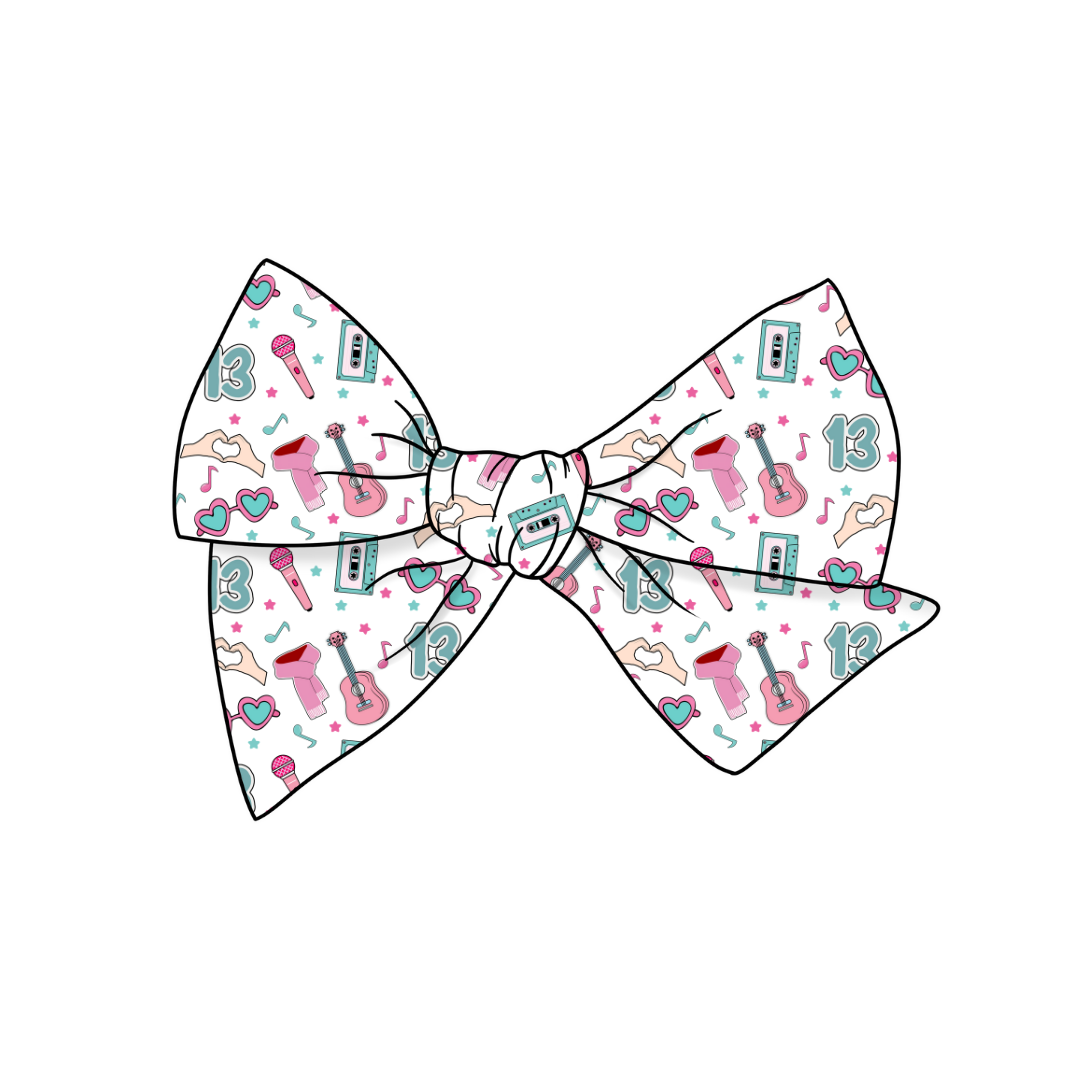 Love,Music & Taylor 5" Pre-Tied Fabric Bow