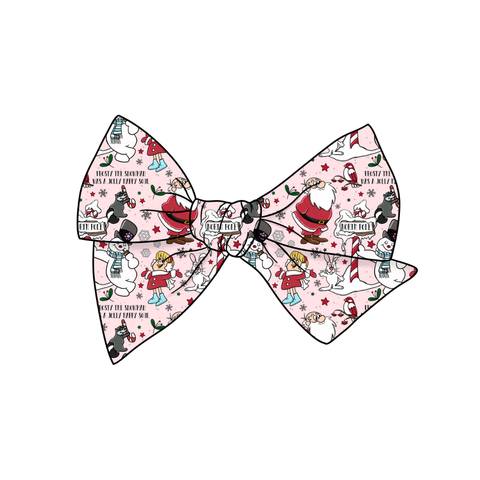 (Pre-Order) Pink Frosty & Friends 5" Pre-Tied Fabric Bow