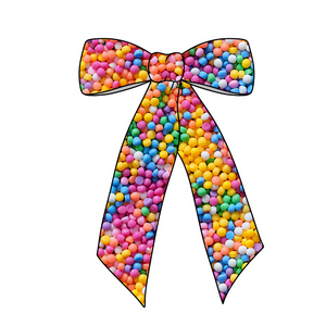 Rainbow Ball Sprinkles Long Tail Fabric Bow