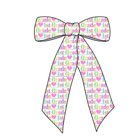 1st Grade Long Tail Fabric Bow