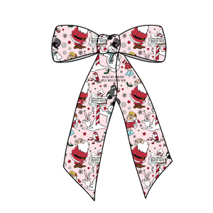 (Pre-Order) Pink Frosty & Friends Long Tail Fabric Bow