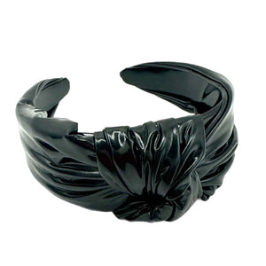 Black Patent Leather Knotted Headband