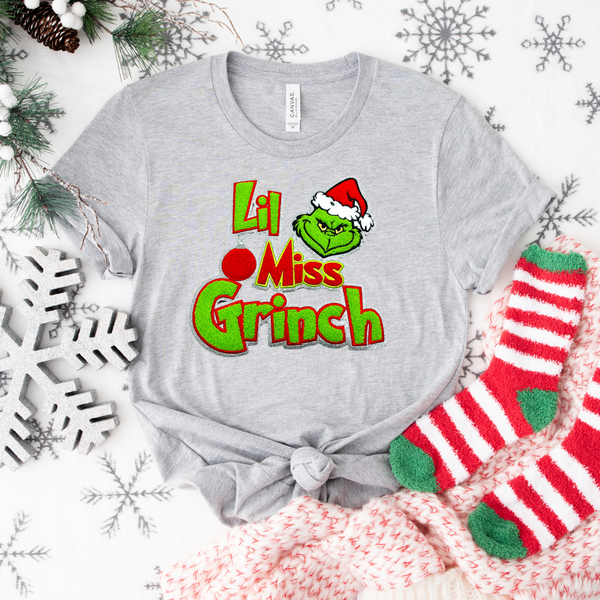 Lil Miss Grinch Chenille Iron On Patch