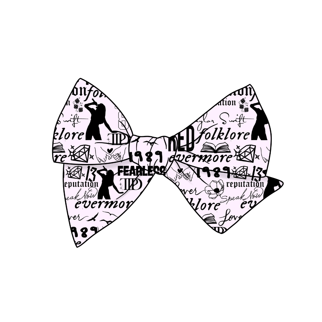 T Swift Albums 5" Pre-Tied Fabric Bow