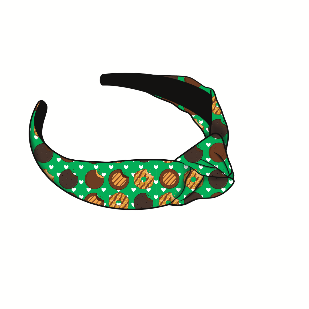 Green Polka Dot Cookies Hand Tied Knotted Headband