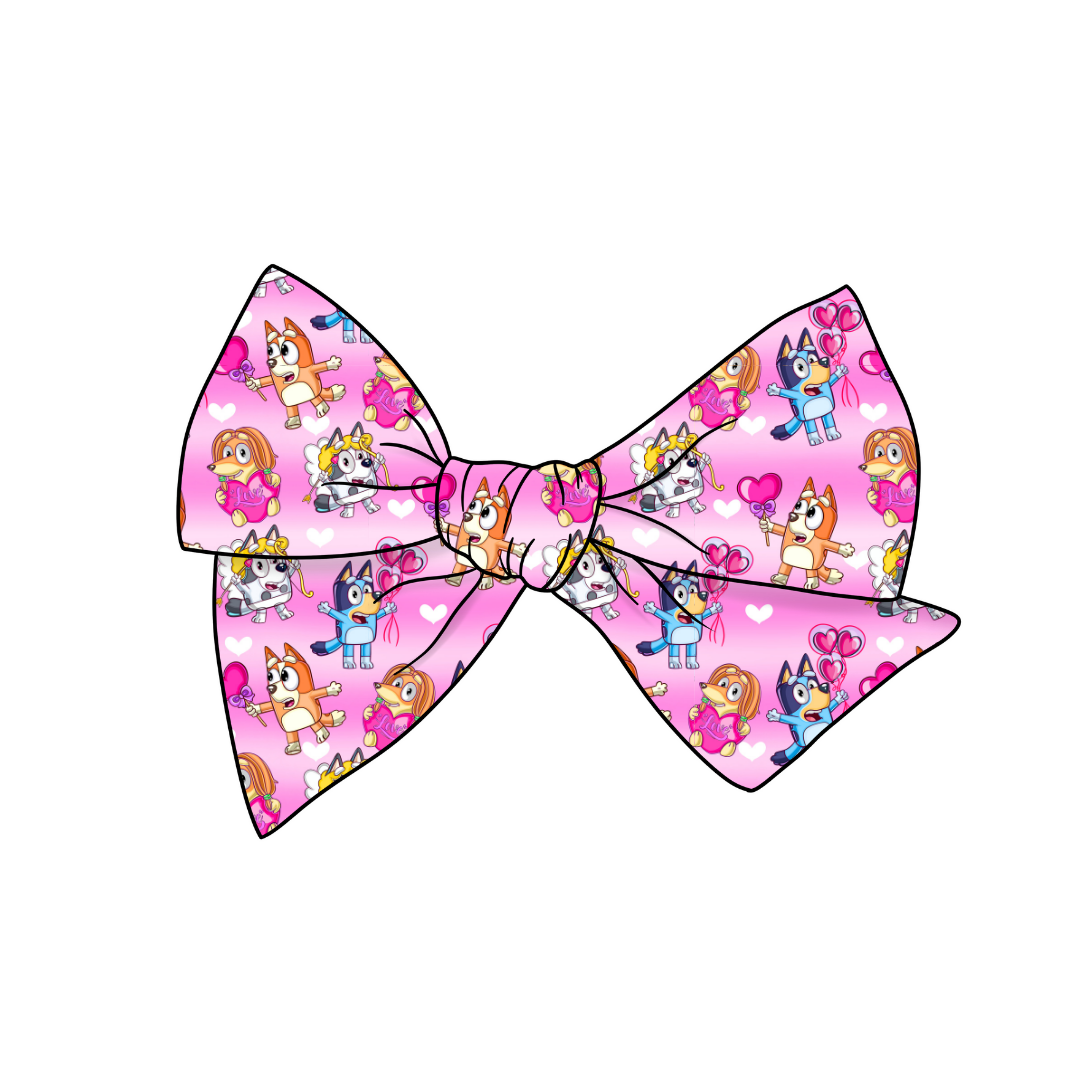 Cupids Favorite Pups 5" Pre-Tied Fabric Bow