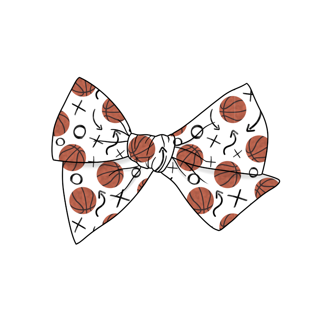 B-Ball 5" Pre-Tied Fabric Bow