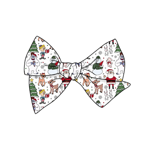 (Pre-Order) Rudolph & Friends 5" Pre-Tied Fabric Bow