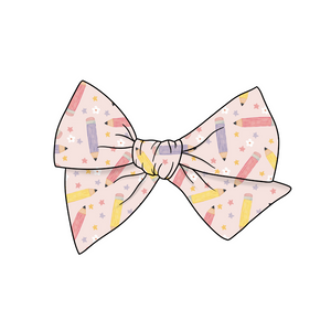 Pencils 5" Pre-Tied Fabric Bow