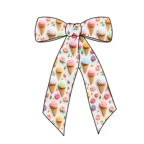 Floral & Scoops Long Tail Fabric Bow