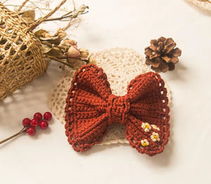 Burnt Orange Crochet Bow