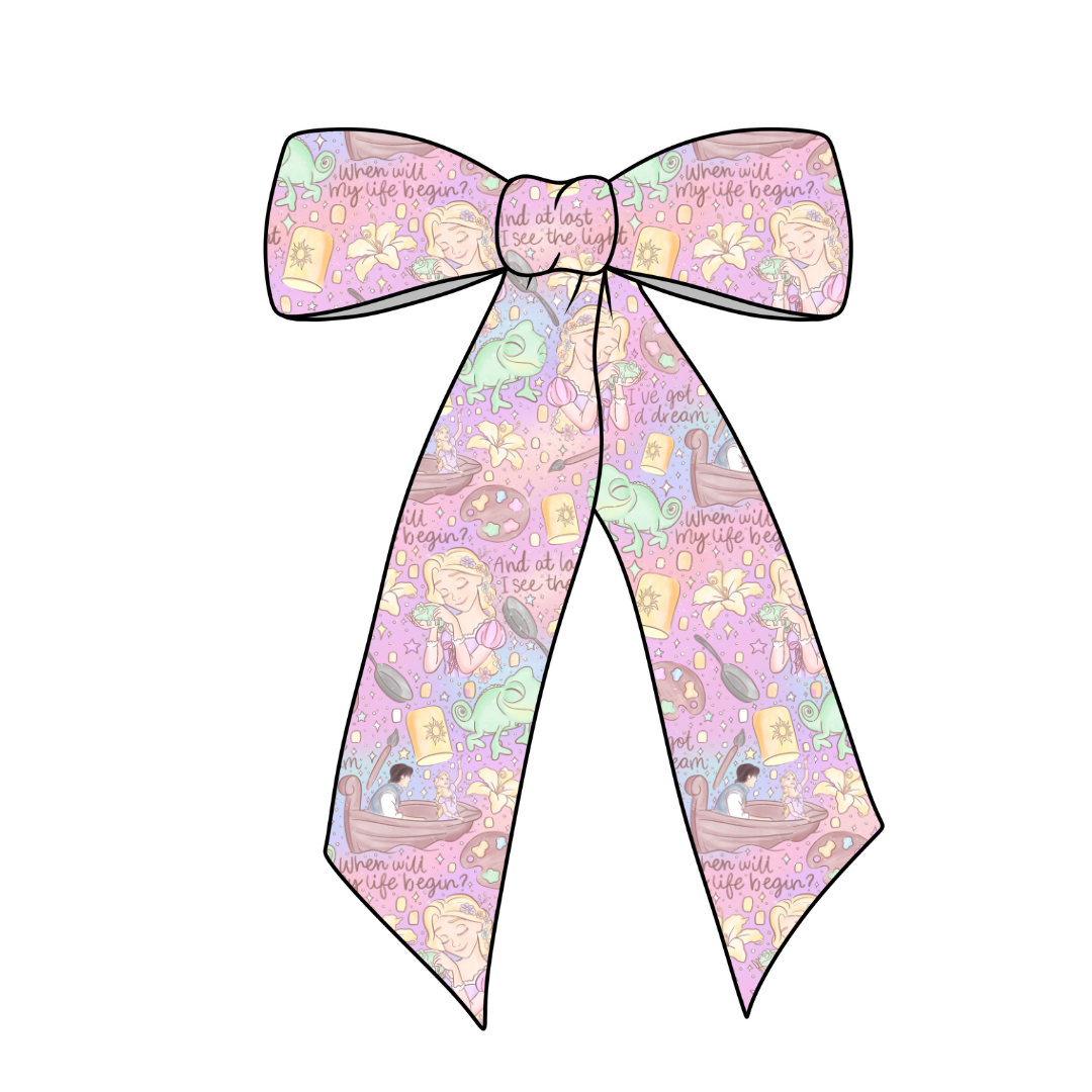 Tangled Up Long Tail Fabric Bow