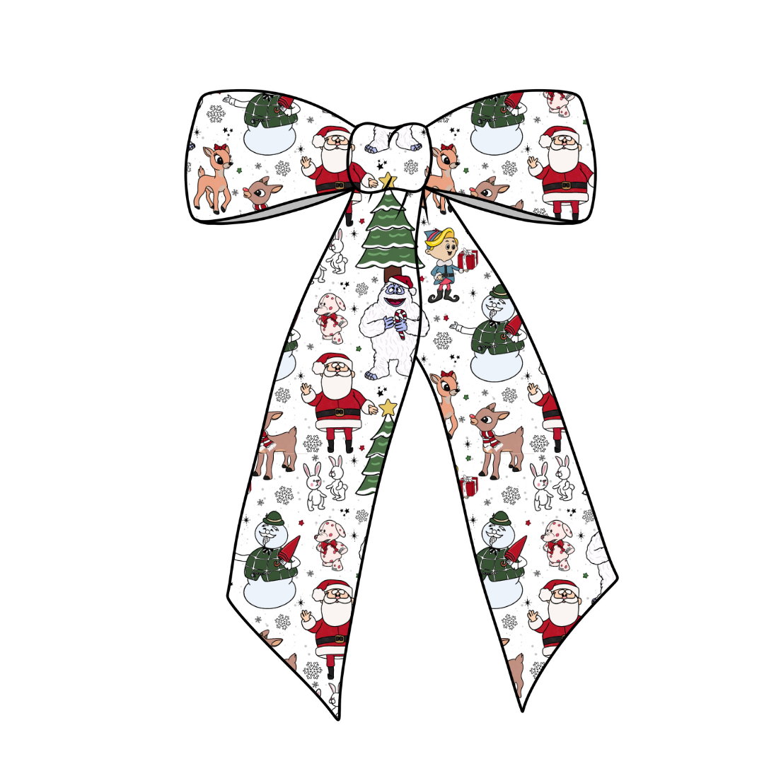 (Pre-Order) Rudolph & Friends Long Tail Fabric Bow