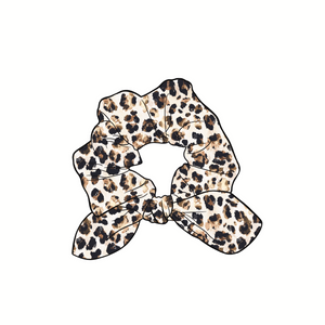 "Incognito" Cheetah Hand Tied  Knotted Bow Scrunchie