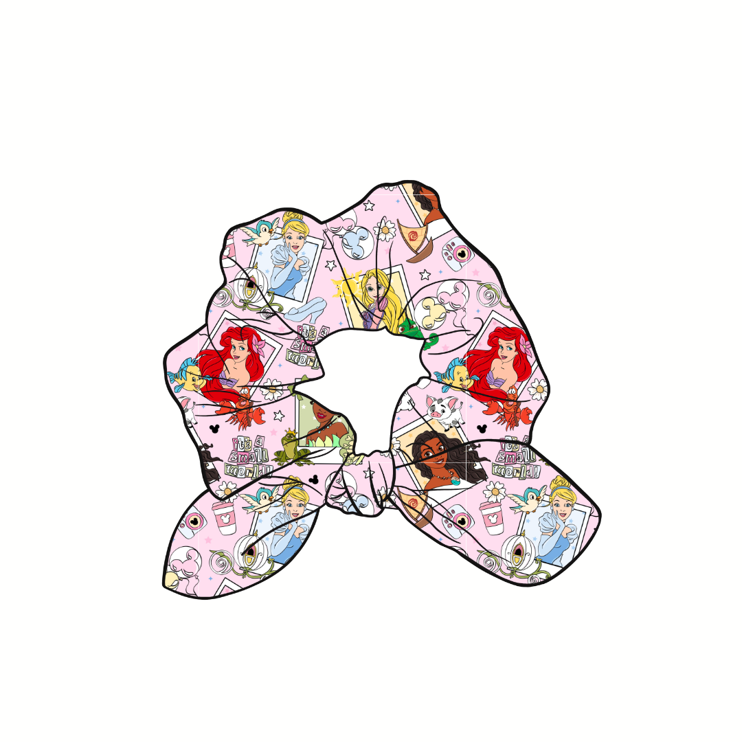 Disney Princesses Hand Tied  Knotted Bow Scrunchie