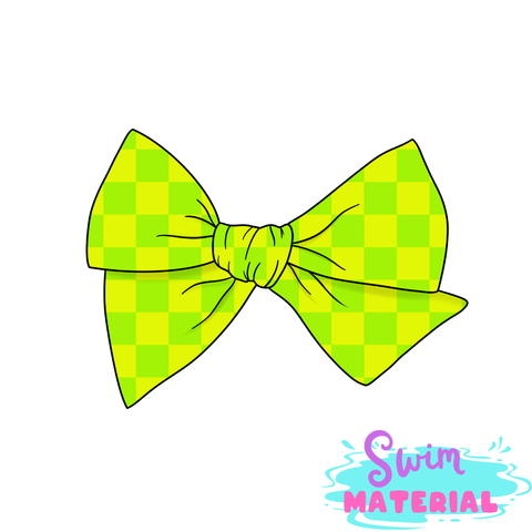Lemon Lime Check 5" Pre-Tied Swim Bow
