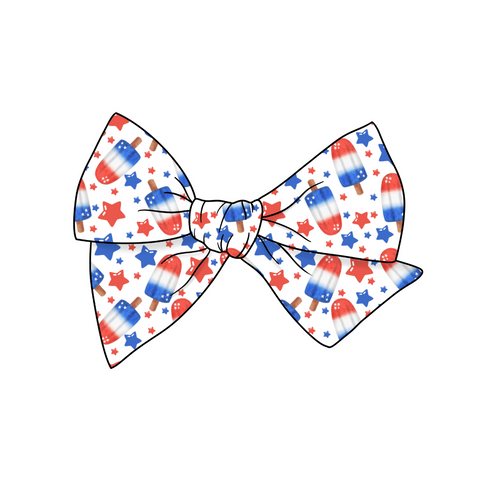 Red White and Cool  5" Pre-Tied Fabric Bow