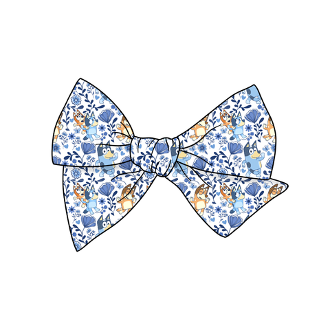 Floral Heelers 5" Pre-Tied Fabric Bow