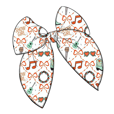 Showgirl Music Large Serged Edge Pre-Tied Fabric Bow
