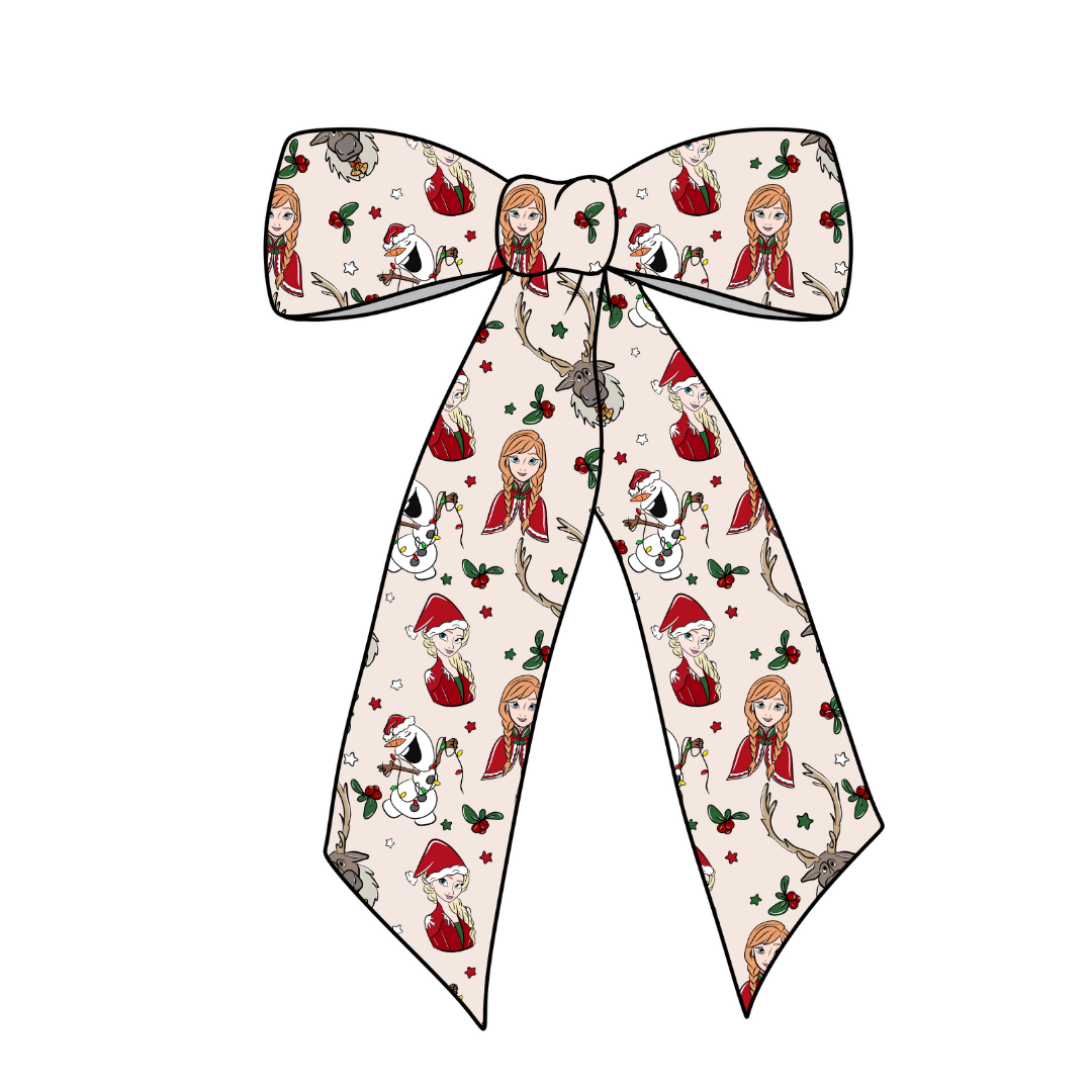 (Pre-Order) Xmas Frozen Long Tail Fabric Bow