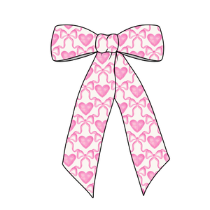 Coquette & Hearts Long Tail Fabric Bow