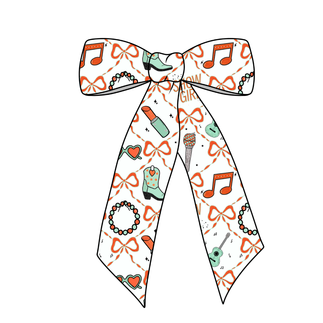 Showgirl Music Long Tail Fabric Bow